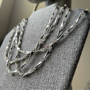GIVENCHY |Small Bar Link Chain Silver Tone Multi-Strand 16" Long Necklace